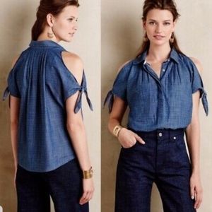 Anthropologie Holding Horses 12 Split Chambray Top